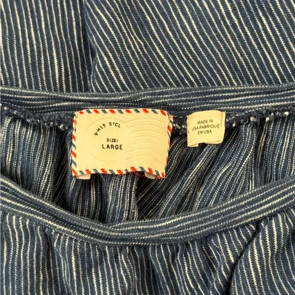 Anthropologie 9-H15 stcl Striped Peasant Blouse - Picture 2 of 6